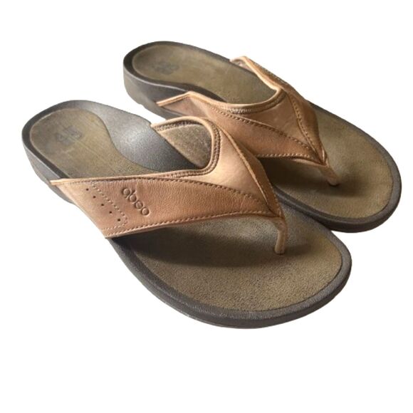 Abeo Balboa W400 Tan Leather Flip Flop Sandals Orthotic Women’s Size 7.5N - Picture 1 of 7